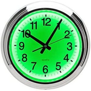 Neon Green Chrome Electric Wall Clock